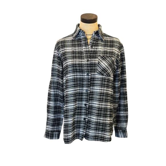 BRANDY MELVILLE black/white Flannel Button Down Shirt - Picture 1 of 9